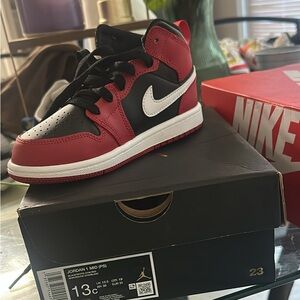 Nike Kids Red Black White High-Top Sneakers